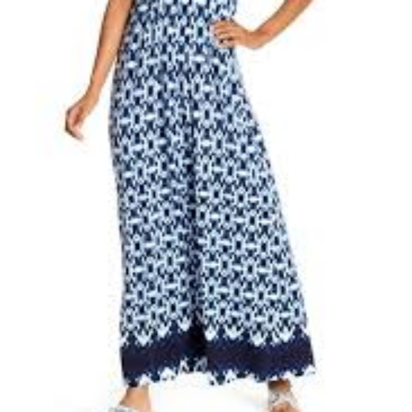 TART CHLOE MATERNITY MAXI DRESS CIRCLE TIE DYE BLUE WHITE NWOT - Picture 6 of 16